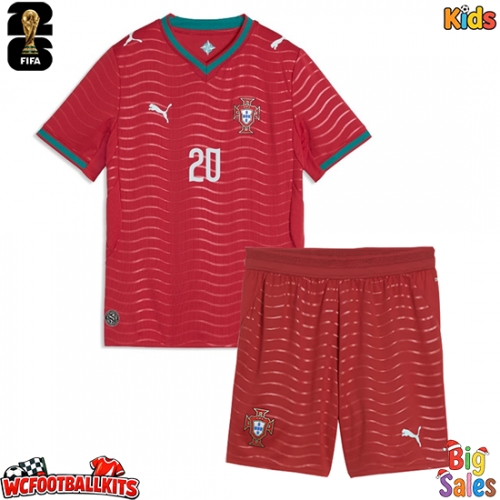 Portugal Joao Cancelo #20 Replica Home Stadium Kit for Kids World Cup 2026 Short Sleeve (+ pants)